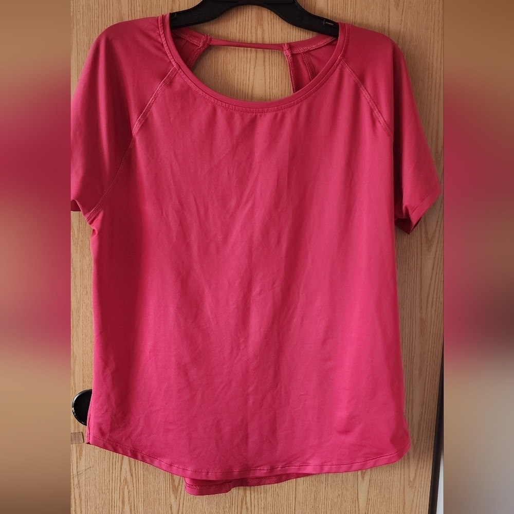 Under Armour Red Pink Backless Short Sleeve Tee